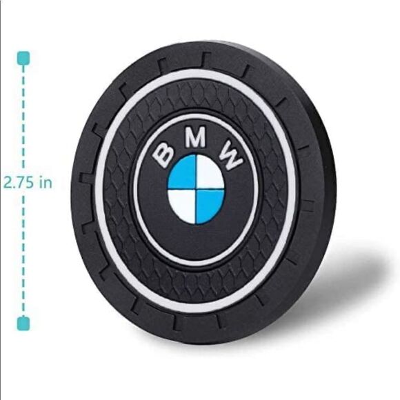 BMW cup Coasters in black with logo. Set of 2 NWT - Picture 2 of 9